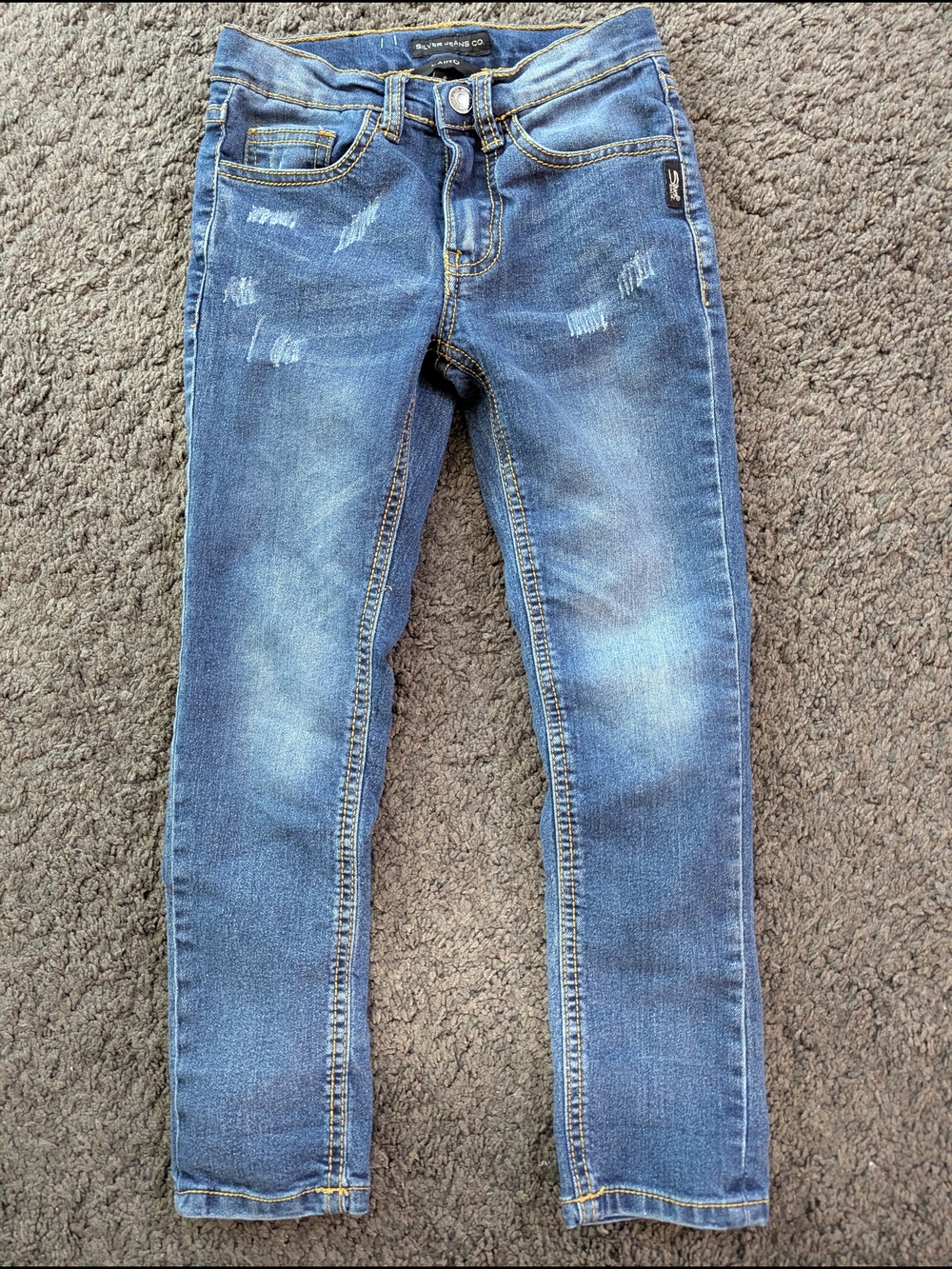 Silver Jeans Girls Blue Skinny Jeans with Light Distress